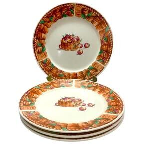 Set of 4 Dinner Plates - BUSHEL OF APPLES